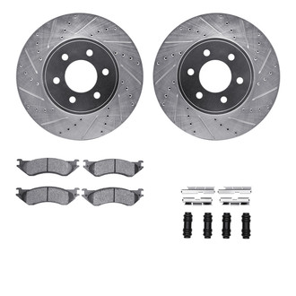 R1 Concepts® - Drilled and Slotted Front Brake Kit with Optimum OE Pads