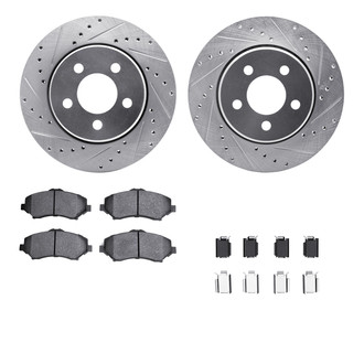 R1 Concepts® - Drilled and Slotted Front Brake Kit with 5000 OE Pads