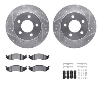 R1 Concepts® - Drilled and Slotted Front Brake Kit with Optimum OE Pads