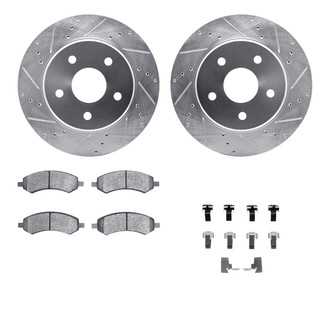 R1 Concepts® - Drilled and Slotted Front Brake Kit with Optimum OE Pads