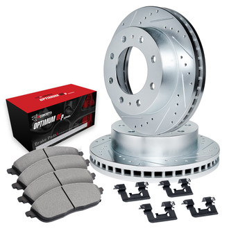 R1 Concepts® - Drilled and Slotted Front Brake Kit with Optimum OE Pads