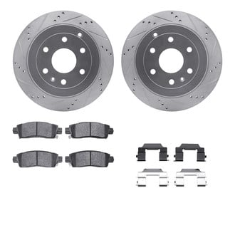 R1 Concepts® - Drilled and Slotted Rear Brake Kit with Optimum OE Pads