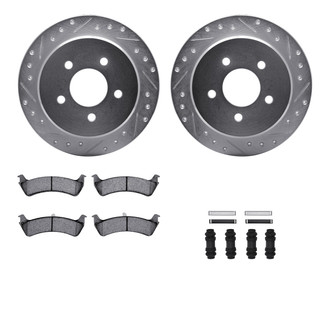 R1 Concepts® WGUH1-54109 - Drilled and Slotted Rear Brake Kit with 5000 OE Pads