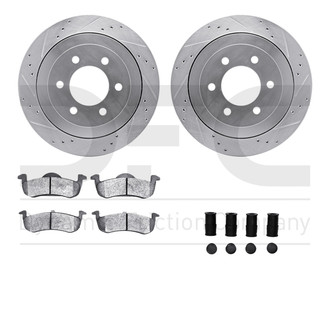 R1 Concepts® - Drilled and Slotted Rear Brake Kit with Optimum OE Pads