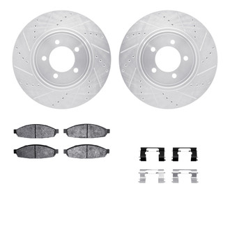 R1 Concepts® - Drilled and Slotted Front Brake Kit with 5000 OE Pads