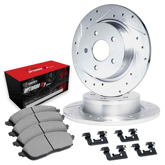 R1 Concepts® - Drilled and Slotted Rear Brake Kit with Optimum OE Pads