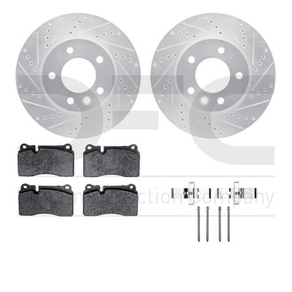 R1 Concepts® - Drilled and Slotted Front Brake Kit with Optimum OE Pads
