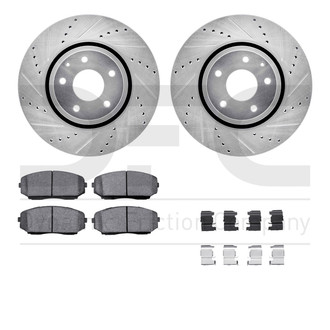 R1 Concepts® - Drilled and Slotted Front Brake Kit with Optimum OE Pads