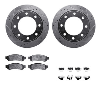 R1 Concepts® - Drilled and Slotted Rear Brake Kit with Optimum OE Pads