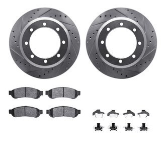 R1 Concepts® - Drilled and Slotted Rear Brake Kit with Optimum OE Pads