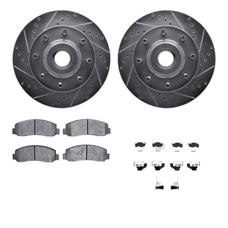 R1 Concepts® - Drilled and Slotted Front Brake Kit with Optimum OE Pads