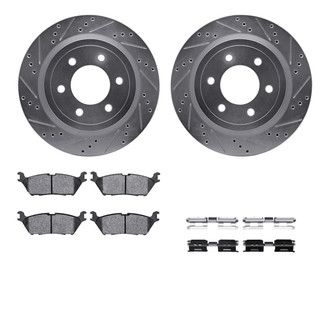 R1 Concepts® - Drilled and Slotted Rear Brake Kit with Optimum OE Pads