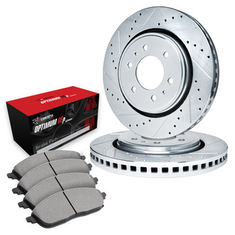 R1 Concepts® - Drilled and Slotted Front Brake Kit with Optimum OE Pads