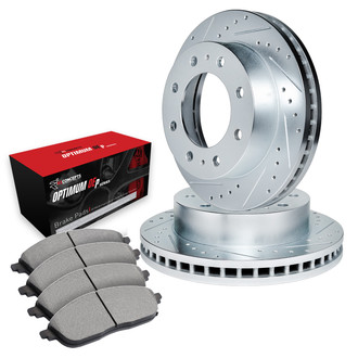 R1 Concepts® - Drilled and Slotted Front Brake Kit with Optimum OE Pads