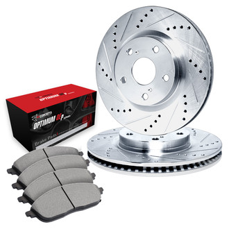 R1 Concepts® - Drilled and Slotted Rear Brake Kit with Optimum OE Pads