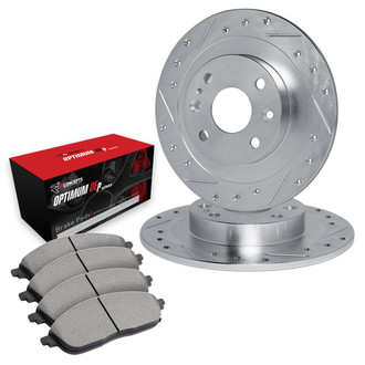 R1 Concepts® - Drilled and Slotted Rear Brake Kit with Optimum OE Pads