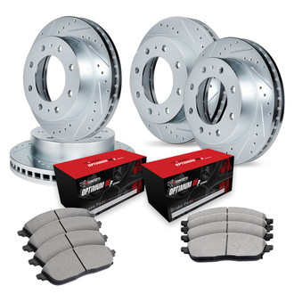 R1 Concepts® - Drilled and Slotted Front and Rear Brake Kit with Optimum OE Pads