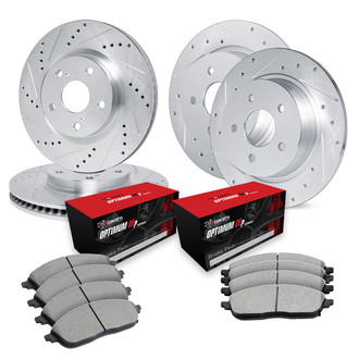 R1 Concepts® - Drilled and Slotted Front and Rear Brake Kit with Optimum OE Pads