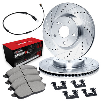 R1 Concepts® - Drilled and Slotted Front Brake Kit with Optimum OE Pads