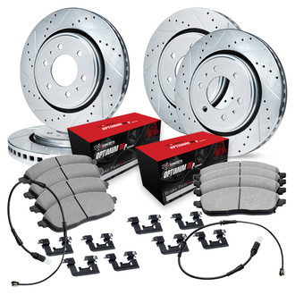 R1 Concepts® - Drilled and Slotted Front and Rear Brake Kit with Optimum OE Pads