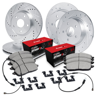 R1 Concepts® - Drilled and Slotted Front and Rear Brake Kit with Optimum OE Pads