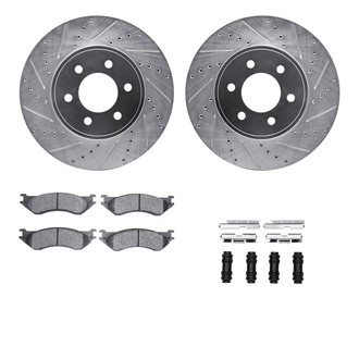 R1 Concepts® - eLINE Series Drilled and Slotted Front Brake Kit with Performance Off-Road/Tow Brake Pads