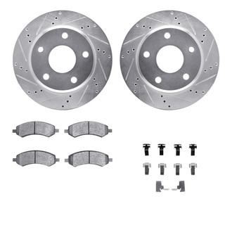 R1 Concepts® - eLINE Series Drilled and Slotted Front Brake Kit with Performance Off-Road/Tow Brake Pads