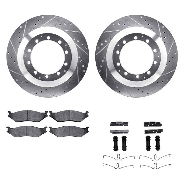  R1 Concepts® - Drilled and Slotted Rear Brake Kit with Performance Off-Road/Tow Brake Pads