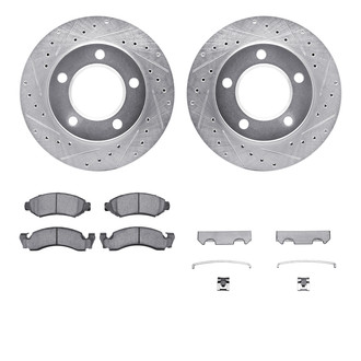 R1 Concepts® - eLINE Series Drilled and Slotted Front Brake Kit with Performance Off-Road/Tow Brake Pads