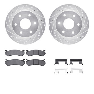 R1 Concepts® - eLINE Series Drilled and Slotted Front Brake Kit with Performance Off-Road/Tow Brake Pads