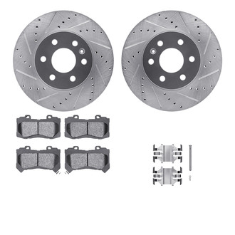 R1 Concepts® - eLINE Series Drilled and Slotted Front Brake Kit with Performance Off-Road/Tow Brake Pads