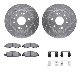R1 Concepts® - eLINE Series Drilled and Slotted Front Brake Kit with Performance Off-Road/Tow Brake Pads