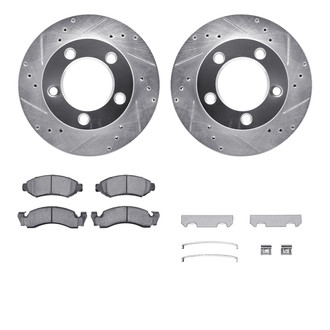 R1 Concepts® - eLINE Series Drilled and Slotted Front Brake Kit with Performance Off-Road/Tow Brake Pads