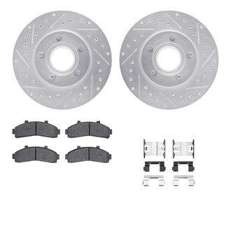 R1 Concepts® - Drilled and Slotted Front Brake Kit with Performance Off-Road/Tow Brake Pads