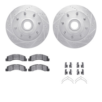 R1 Concepts® WGVH1-54049 - Drilled and Slotted Front Brake Kit with Performance Off-Road/Tow Brake Pads