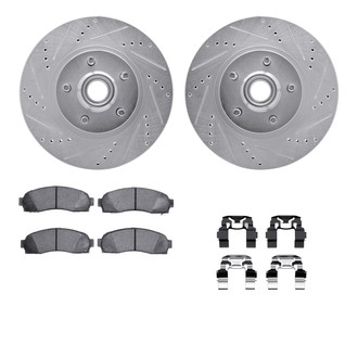 R1 Concepts® - eLINE Series Drilled and Slotted Front Brake Kit with Performance Off-Road/Tow Brake Pads