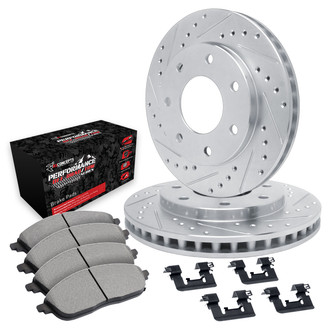 R1 Concepts® - Drilled and Slotted Rear Brake Kit with Performance Off-Road/Tow Brake Pads