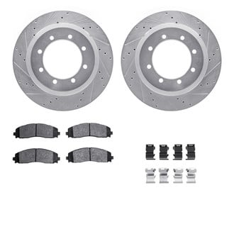 R1 Concepts® WGVH1-54100 - Drilled and Slotted Rear Brake Kit with Performance Off-Road/Tow Brake Pads