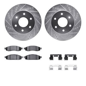 R1 Concepts® - eLINE Series Drilled and Slotted Front Brake Kit with Performance Off-Road/Tow Brake Pads