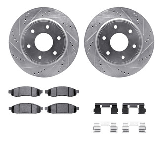 R1 Concepts® - eLINE Series Drilled and Slotted Front Brake Kit with Performance Off-Road/Tow Brake Pads