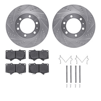 R1 Concepts® - eLINE Series Drilled and Slotted Front Brake Kit with Performance Off-Road/Tow Brake Pads