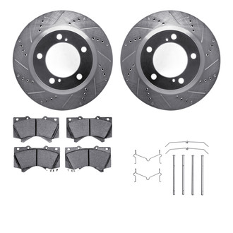 R1 Concepts® - eLINE Series Drilled and Slotted Front Brake Kit with Performance Off-Road/Tow Brake Pads