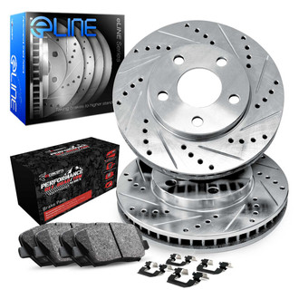 R1 Concepts® - Drilled and Slotted Front Brake Kit with Performance Off-Road/Tow Brake Pads