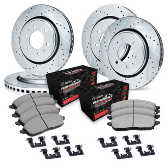 R1 Concepts® - Drilled and Slotted Front and Rear Brake Kit with Performance Off-Road/Tow Brake Pads