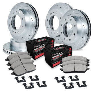 R1 Concepts® - eLINE Series Drilled and Slotted Front and Rear Brake Kit with Performance Off-Road/Tow Brake Pads