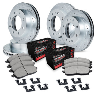 R1 Concepts® - Drilled and Slotted Front and Rear Brake Kit with Performance Off-Road/Tow Brake Pads