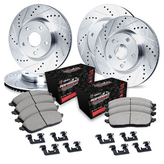 R1 Concepts® - eLINE Series Drilled and Slotted Front and Rear Brake Kit with Performance Off-Road/Tow Brake Pads