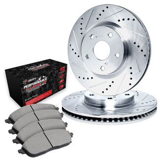 R1 Concepts® - Drilled and Slotted Rear Brake Kit with Performance Off-Road/Tow Brake Pads
