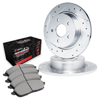 R1 Concepts® - Drilled and Slotted Rear Brake Kit with Performance Off-Road/Tow Brake Pads