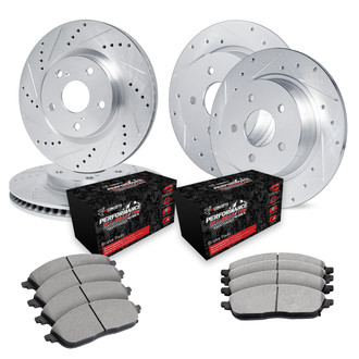 R1 Concepts® - Drilled and Slotted Front and Rear Brake Kit with Performance Off-Road/Tow Brake Pads